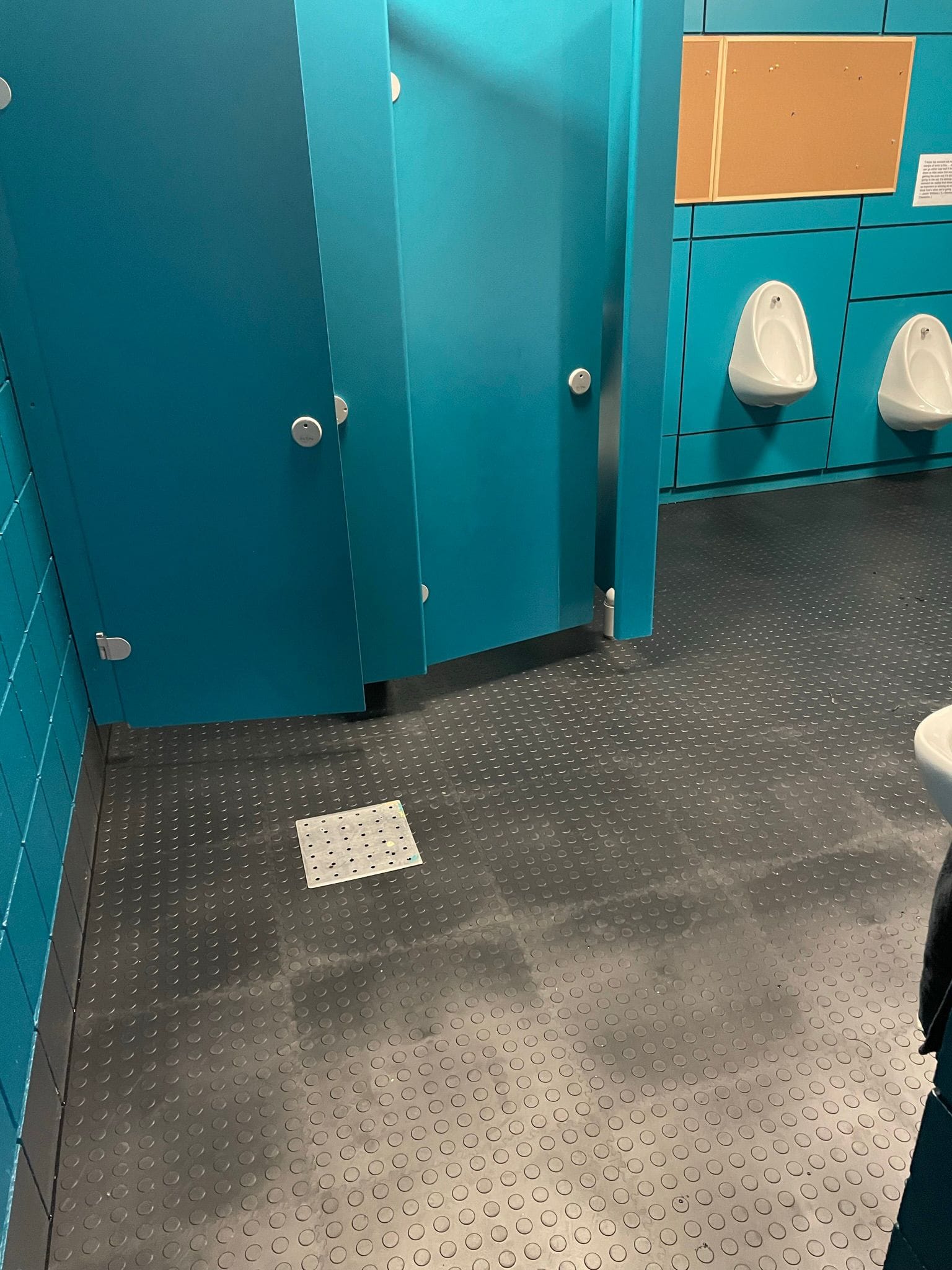 Rubber public restroom floor