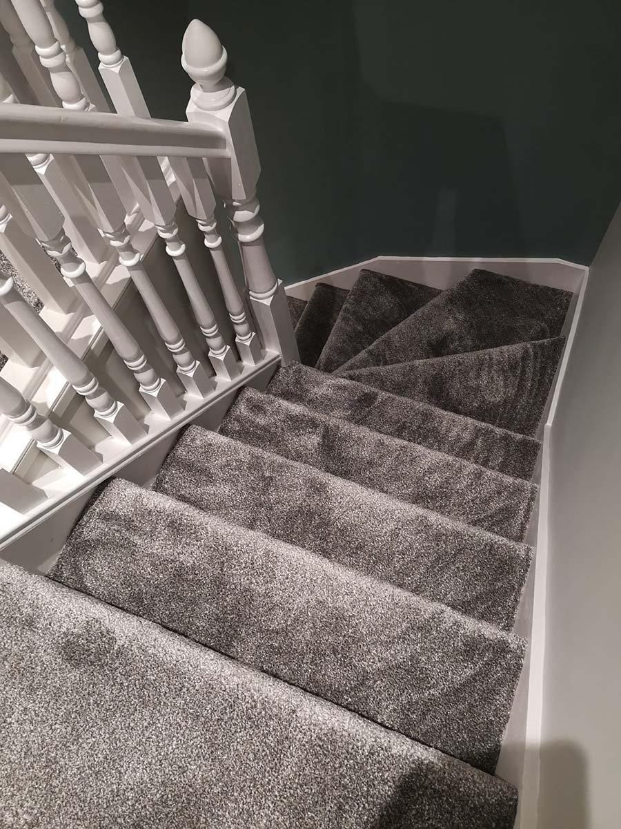 Soft grey stairs carpet